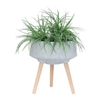 11/15" Gray Terrazzo Planters with Wood Legs - Set of 2