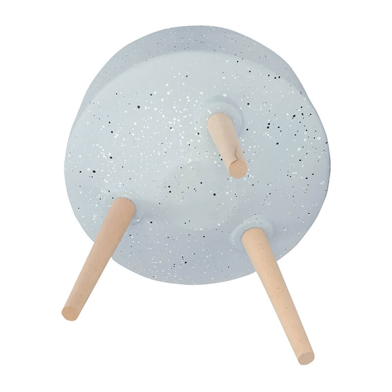 11/15" Gray Terrazzo Planters with Wood Legs - Set of 2