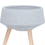 11/15" Gray Terrazzo Planters with Wood Legs - Set of 2