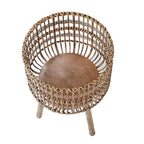 11/13/15" Brown Round Bamboo Planters with Tripod Stand - Set of 3