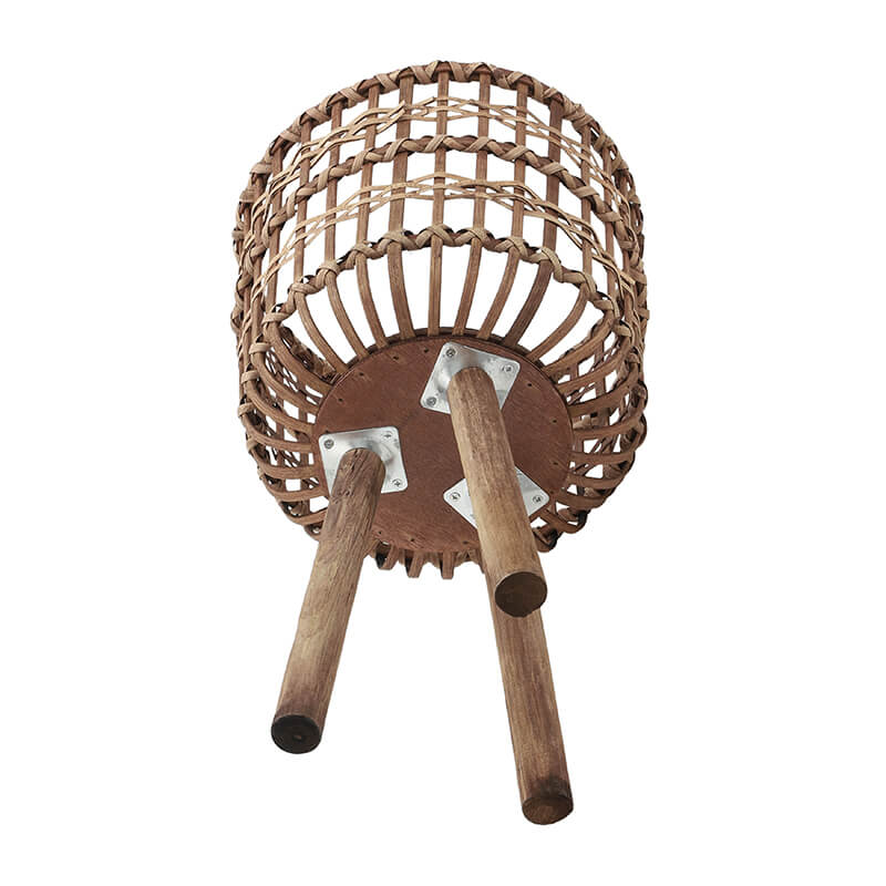11/13/15" Brown Round Bamboo Planters with Tripod Stand - Set of 3