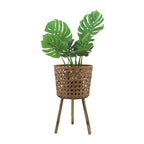 11/13/15" Brown Round Bamboo Planters - Set Of 3