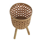 11/13/15" Brown Round Bamboo Planters - Set Of 3