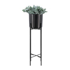 40/30/20" Black Metal Planters On Stand - Set Of 3