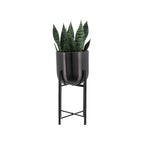 40/30/20" Black Metal Planters On Stand - Set Of 3