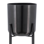 40/30/20" Black Metal Planters On Stand - Set Of 3