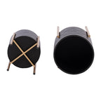 23" Black Aztec Planter On Metal Stand - Set of 2