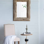 39" Full Length Rectangle Wall Mirror with Brown Distressed Wood Frame