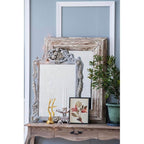 39" Full Length Rectangle Wall Mirror with Brown Distressed Wood Frame