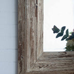 39" Full Length Rectangle Wall Mirror with Brown Distressed Wood Frame