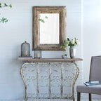 39" Full Length Rectangle Wall Mirror with Brown Distressed Wood Frame