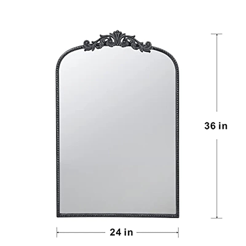 24" x 36" Black Antique Wall Mirror with Baroque Inspired Frame