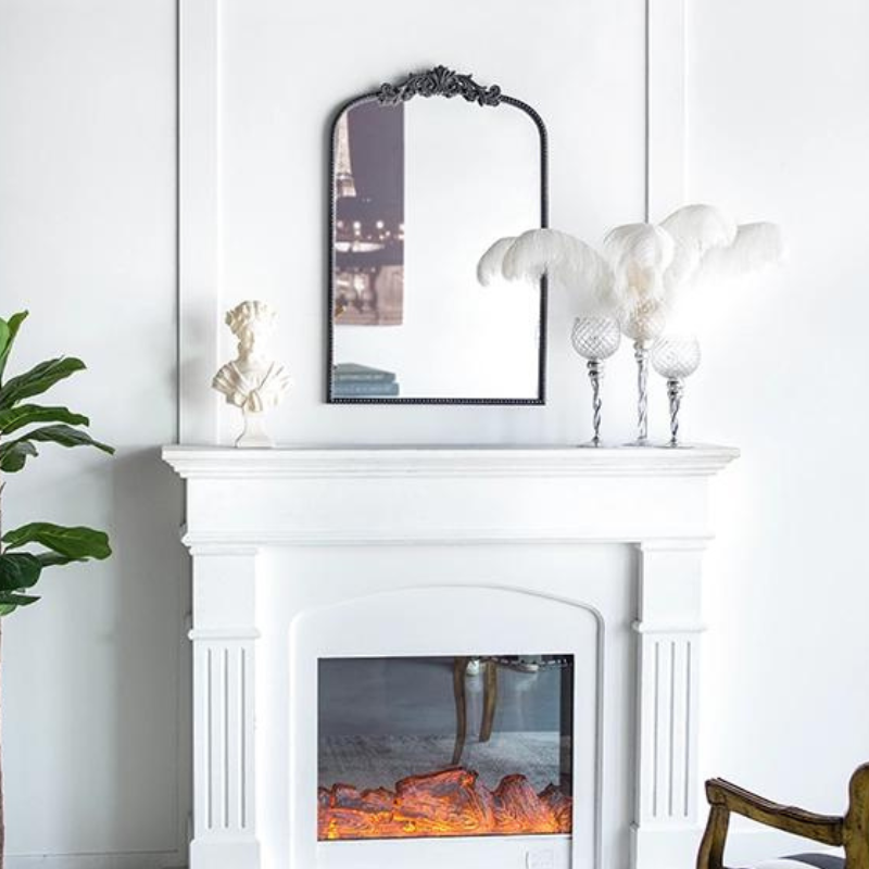 24" x 36" Black Antique Wall Mirror with Baroque Inspired Frame