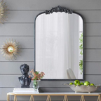 24" x 36" Black Antique Wall Mirror with Baroque Inspired Frame