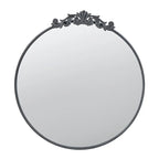 36" x 39" Black Round Antique Wall Mirror with Baroque Inspired Frame
