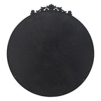 36" x 39" Black Round Antique Wall Mirror with Baroque Inspired Frame