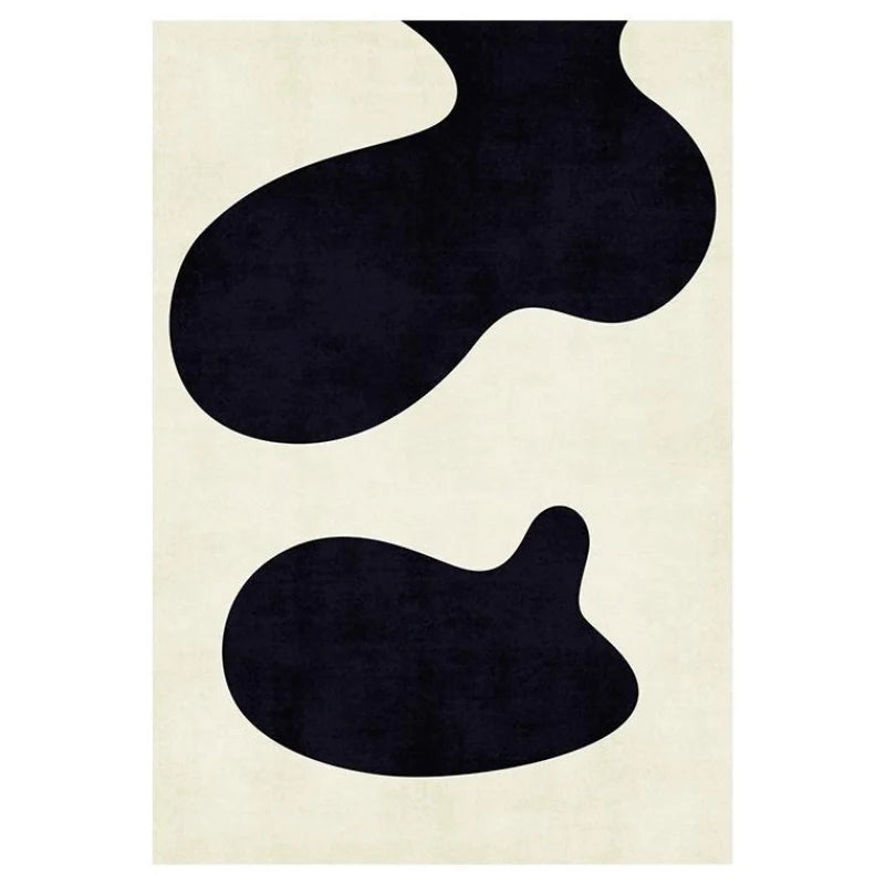 Bold Splatters Black and White Abstract Rug