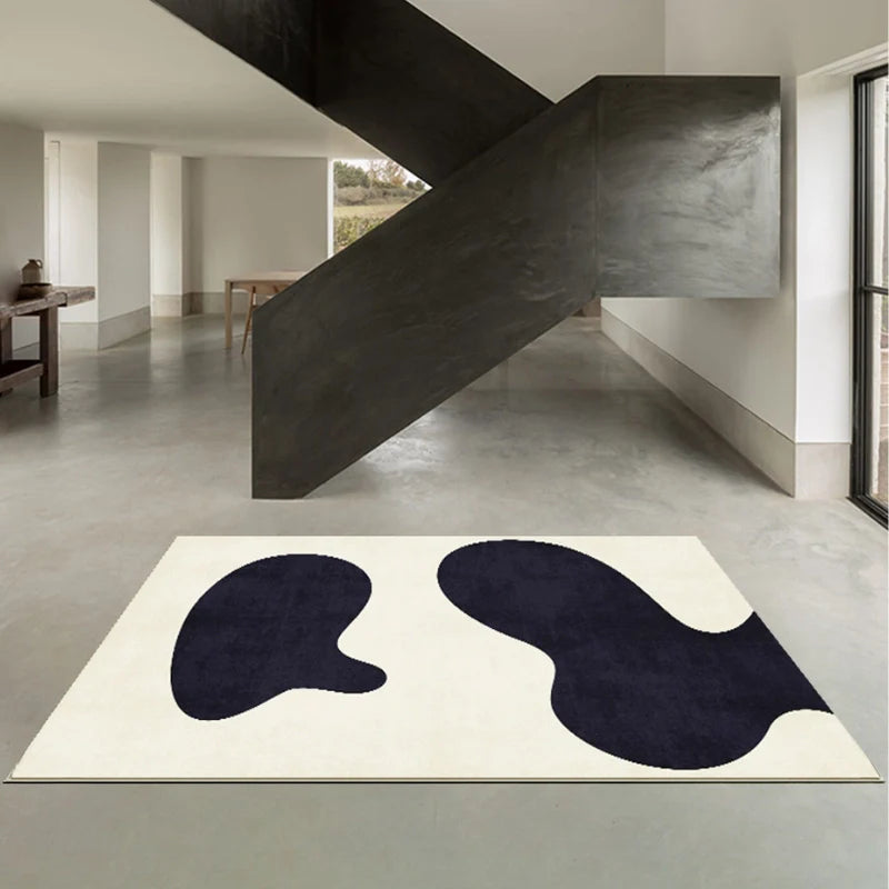 Bold Splatters Black and White Abstract Rug