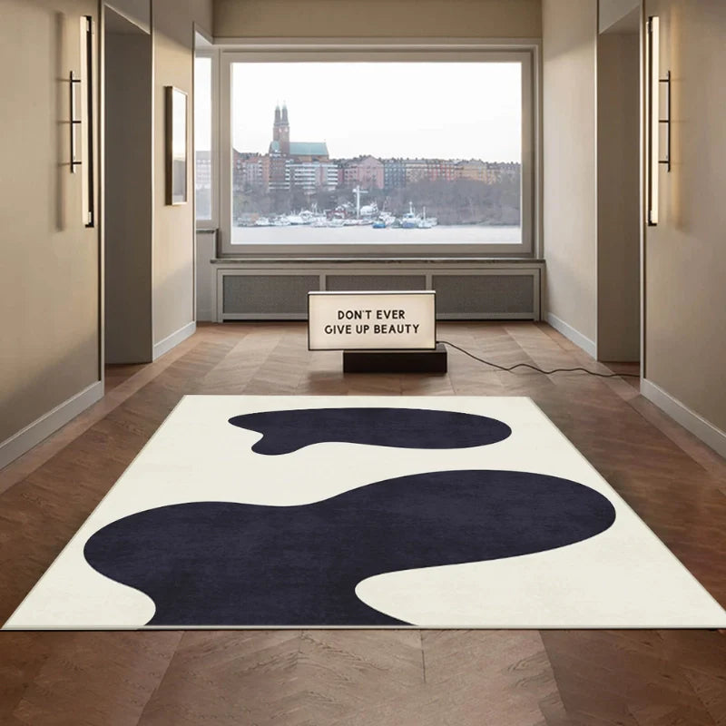 Bold Splatters Black and White Abstract Rug