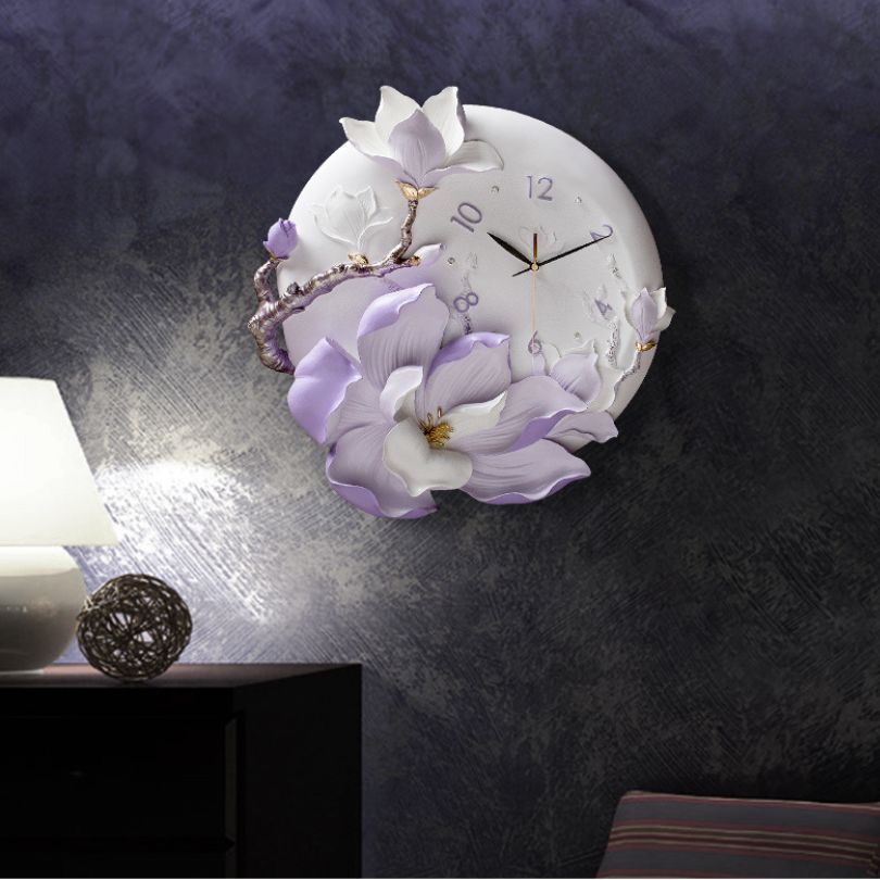 Contemporary 3D Orchid Flower Wall Clock