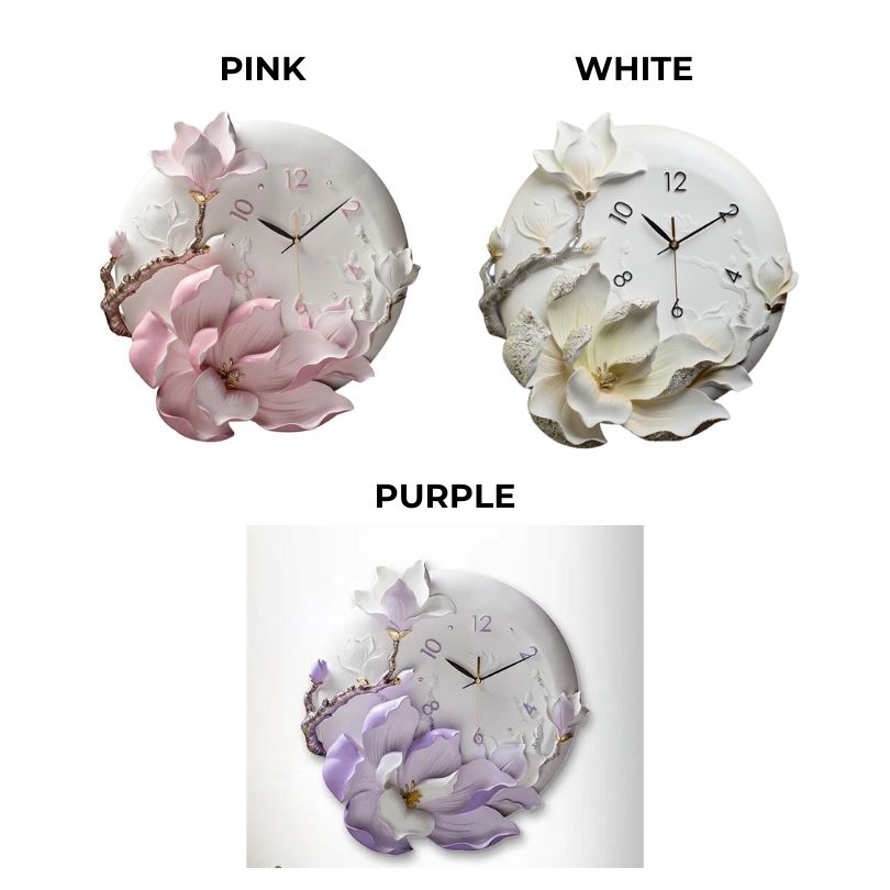 Contemporary 3D Orchid Flower Wall Clock