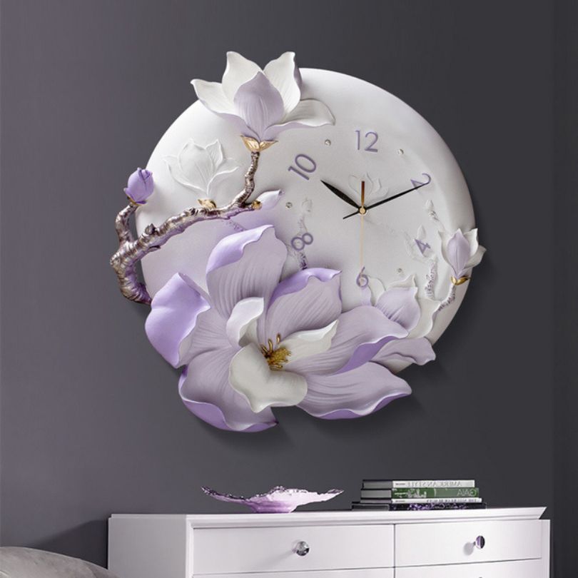 Contemporary 3D Orchid Flower Wall Clock