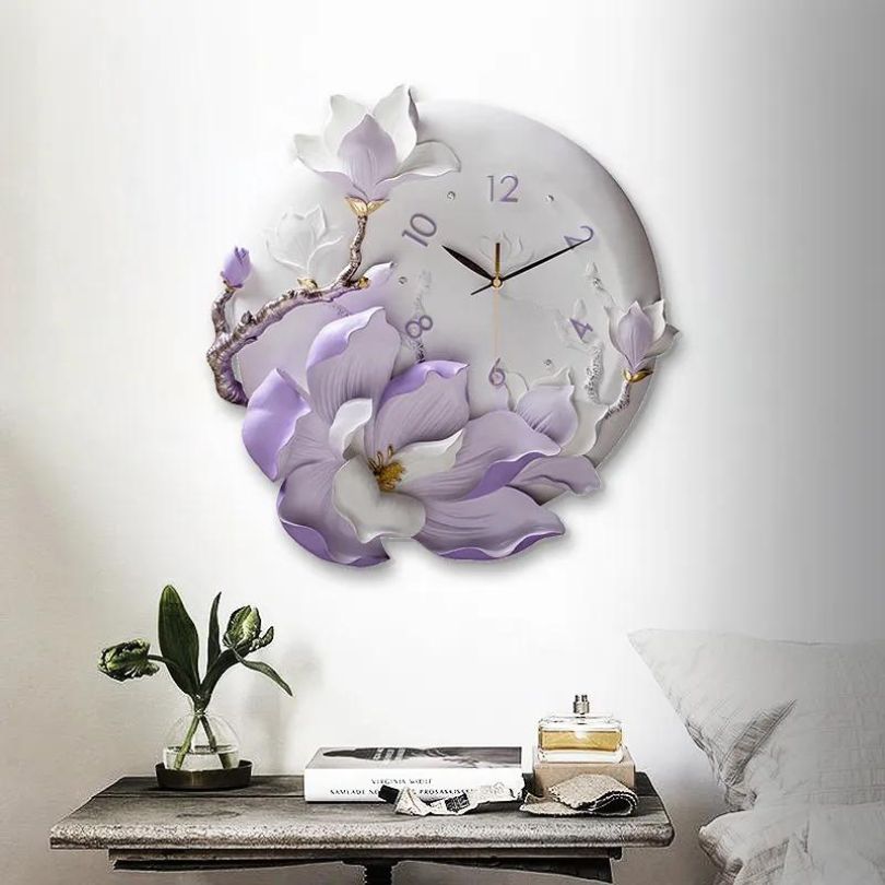 Contemporary 3D Orchid Flower Wall Clock