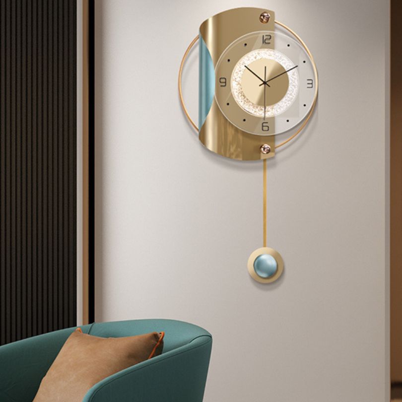 Contemporary Metal Statement Wall Clock with Backlight