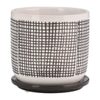 6" Gray Ceramic Planter with Mesh Design and Saucer