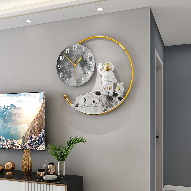 Modern Astronaut Moon Landing Wall Clock