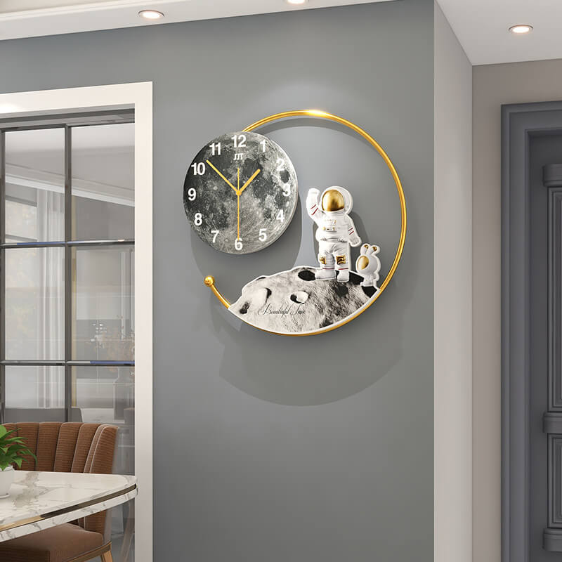 Modern Astronaut Moon Landing Wall Clock