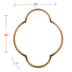 Modern Decorative Wavy Wall Mirror in Gold Frame - Four-Leaf Clover Shape