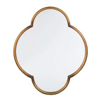 Modern Decorative Wavy Wall Mirror in Gold Frame - Four-Leaf Clover Shape