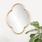 Modern Decorative Wavy Wall Mirror in Gold Frame - Four-Leaf Clover Shape