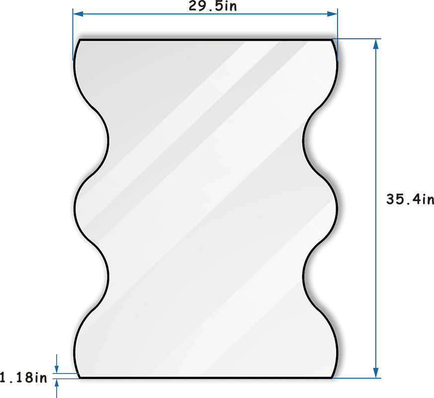 30 x 35 Inch Rectangular Wavy Wall Mirror in Black Metal Frame