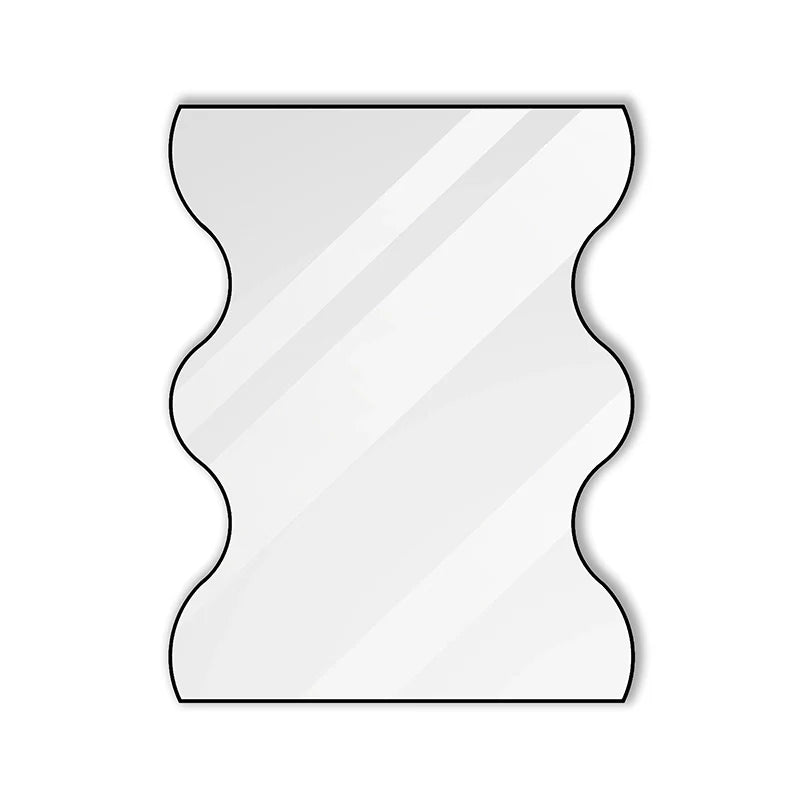 30 x 35 Inch Rectangular Wavy Wall Mirror in Black Metal Frame
