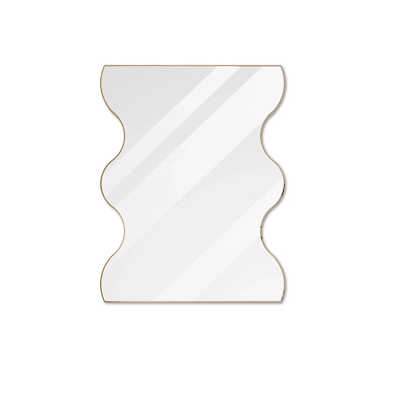 30 x 35 Inch Rectangular Wavy Wall Mirror in Gold Metal Frame