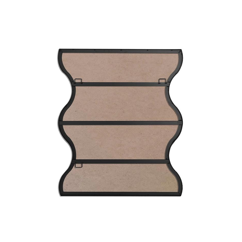 30 x 35 Inch Rectangular Wavy Wall Mirror in Black Metal Frame