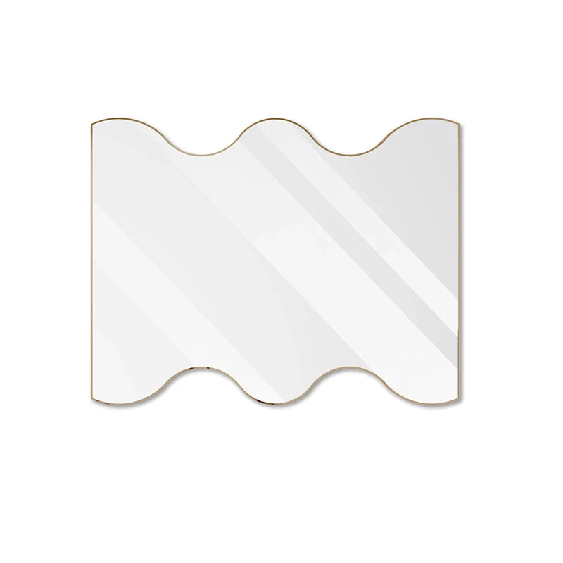 30 x 35 Inch Rectangular Wavy Wall Mirror in Gold Metal Frame
