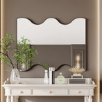 30 x 35 Inch Rectangular Wavy Wall Mirror in Black Metal Frame