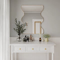 30 x 35 Inch Rectangular Wavy Wall Mirror in Gold Metal Frame