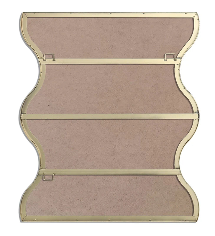 30 x 35 Inch Rectangular Wavy Wall Mirror in Gold Metal Frame