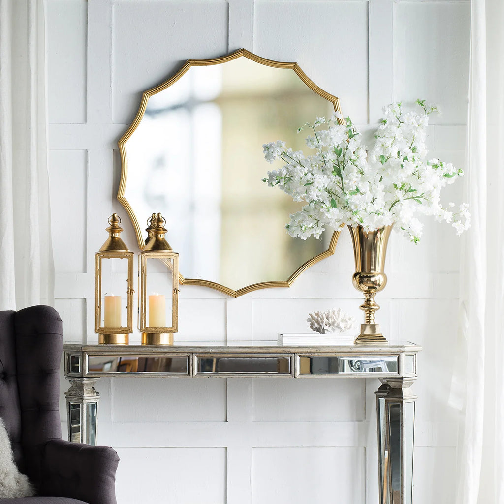 40" Gold Sunburst Wall Mirror – Round Decorative Metal Frame Mirror for Entryway, Living Room, Bedroom & Vanity