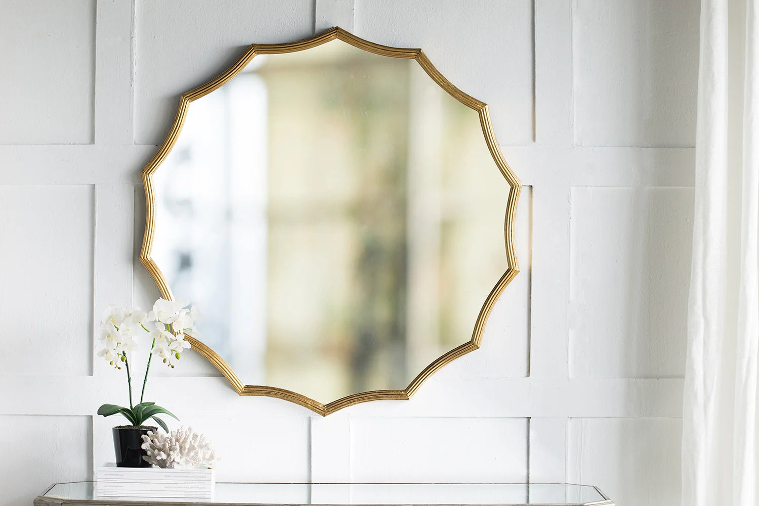 40" Gold Sunburst Wall Mirror – Round Decorative Metal Frame Mirror for Entryway, Living Room, Bedroom & Vanity