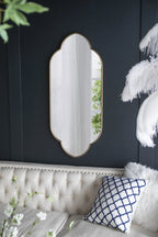 Champagne Gold Decorative Wall Mirror, 22.4” x 48” Arched Notched Wall Mirror with Metal Frame for Entryway, Living Room, Bedroom, or Hallway