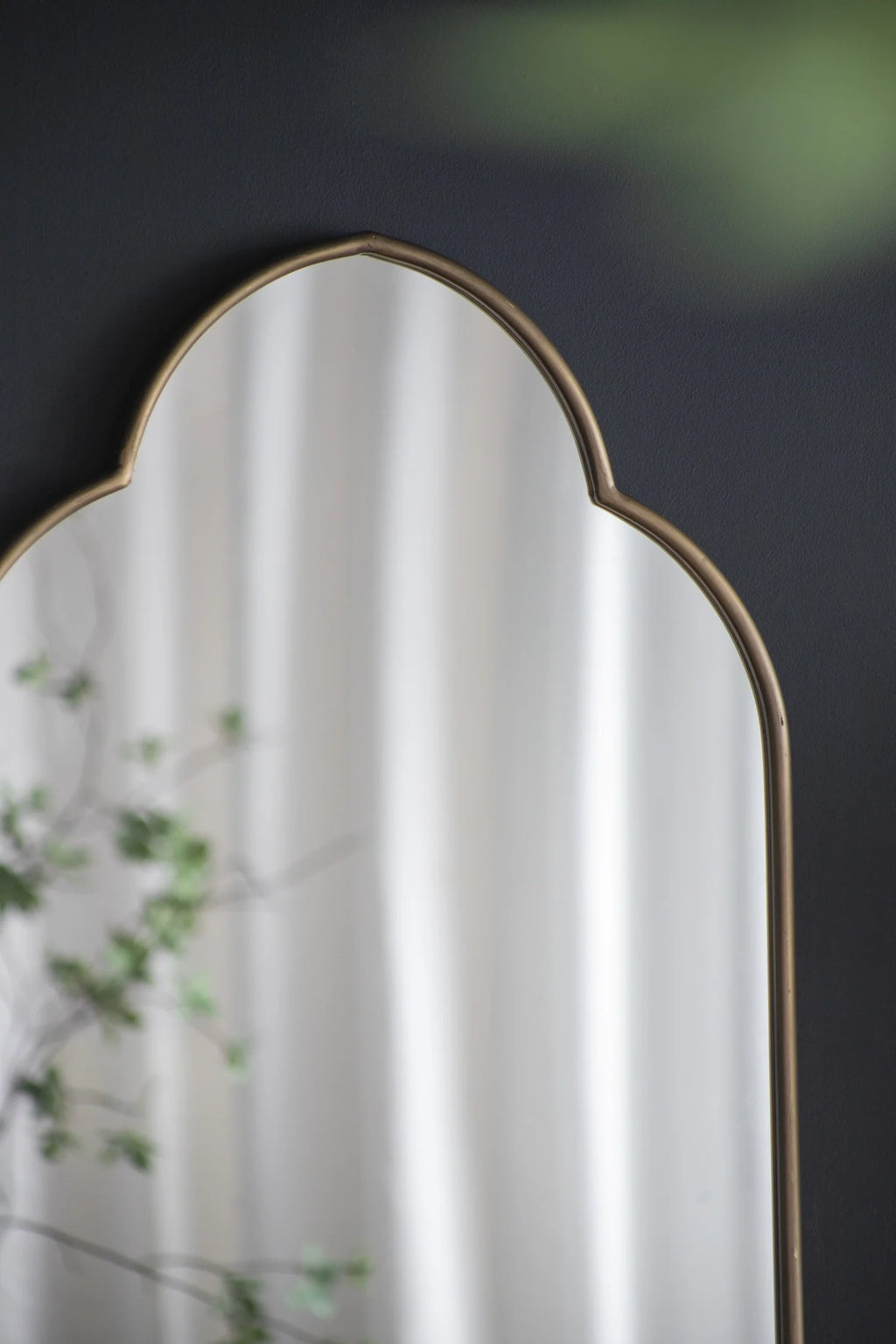 Champagne Gold Decorative Wall Mirror, 22.4” x 48” Arched Notched Wall Mirror with Metal Frame for Entryway, Living Room, Bedroom, or Hallway