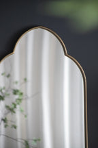 Champagne Gold Decorative Wall Mirror, 22.4” x 48” Arched Notched Wall Mirror with Metal Frame for Entryway, Living Room, Bedroom, or Hallway