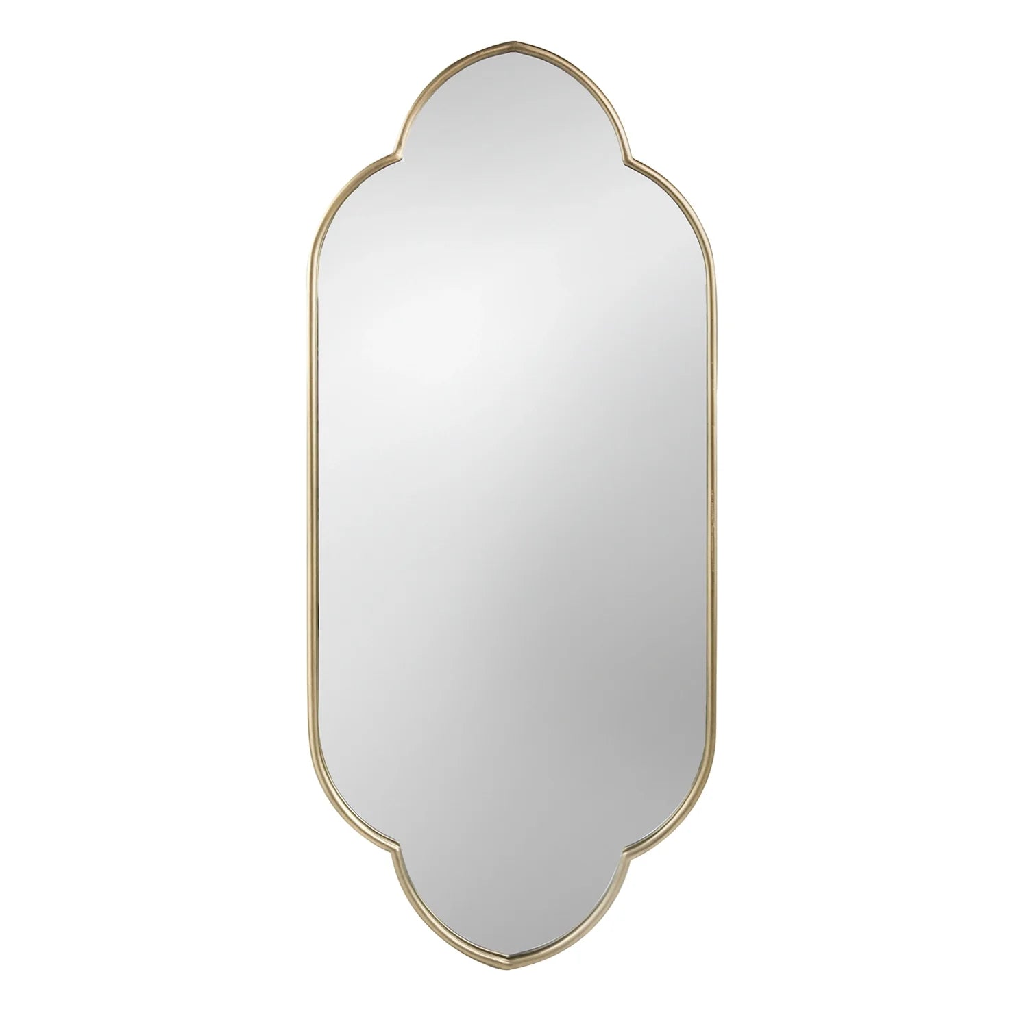 Champagne Gold Decorative Wall Mirror, 22.4” x 48” Arched Notched Wall Mirror with Metal Frame for Entryway, Living Room, Bedroom, or Hallway