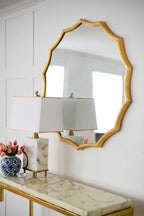 40" Gold Sunburst Wall Mirror – Round Decorative Metal Frame Mirror for Entryway, Living Room, Bedroom & Vanity