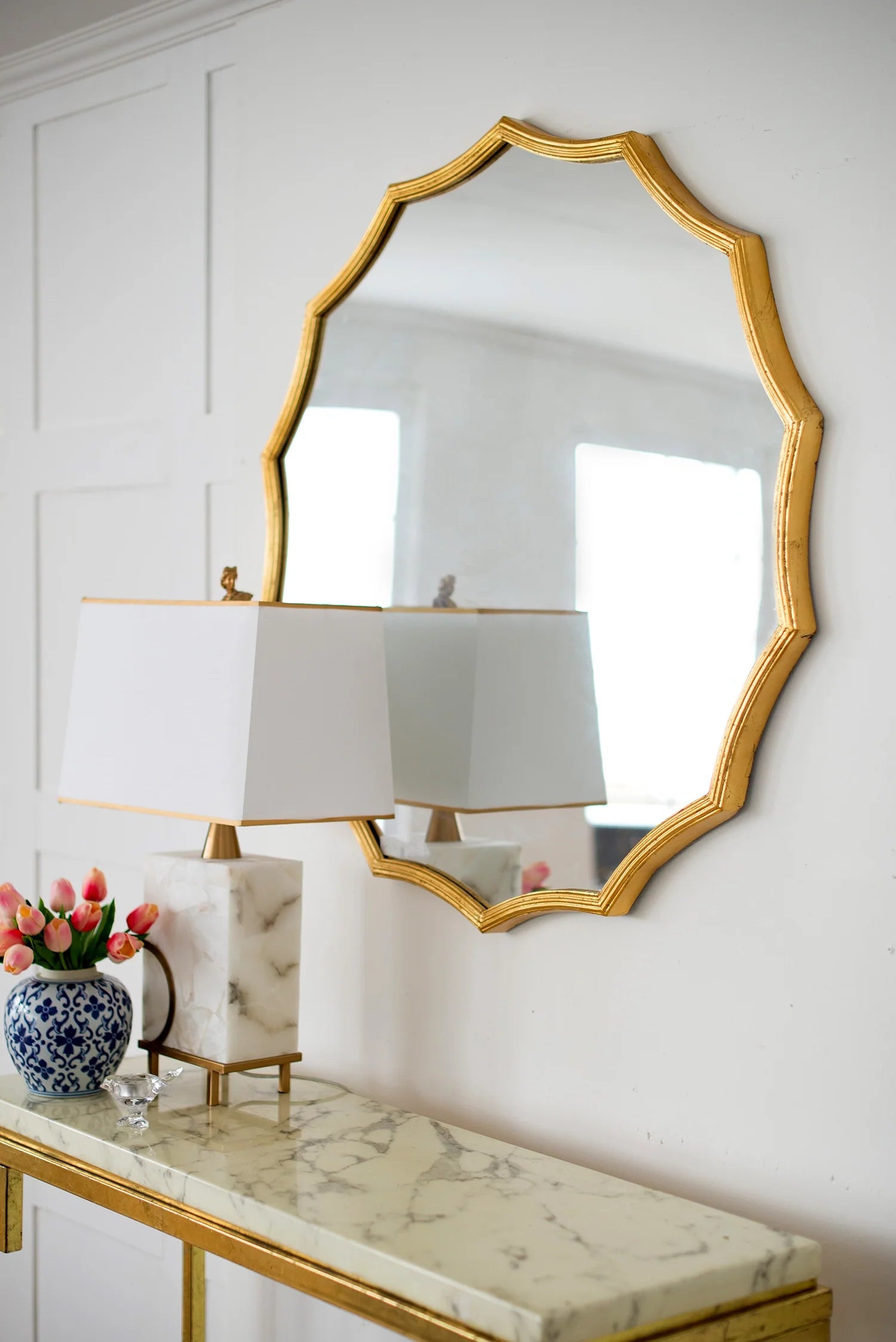40" Gold Sunburst Wall Mirror – Round Decorative Metal Frame Mirror for Entryway, Living Room, Bedroom & Vanity